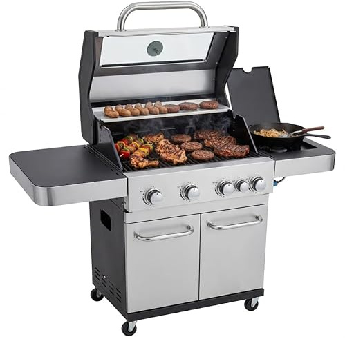 BBQ Kingdom 4+1 Burner Gas BBQ Grill - Stainless Steel Garden Grill