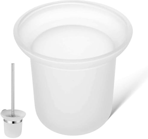 OUNONA Toilet Brush Holder Frosted Glass Cup Toilet Brush Glass Tumbler Storage Rack for Bathroom Organisation Space Saving Holder for Home and Public Restrooms 4.45 X 4.45 X 4.29 in