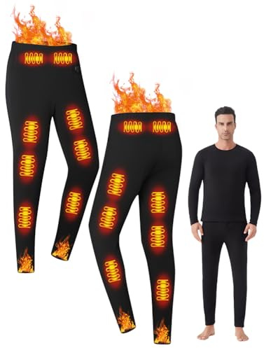 Pantalon Thermique électrique pour Homme avec Port USB/DC, Chauffage Intelligent à 16 Zones et contrôle de température à Trois Niveaux,idéal pour Le Ski et la Course à Pied en Hiver (Homme-S)