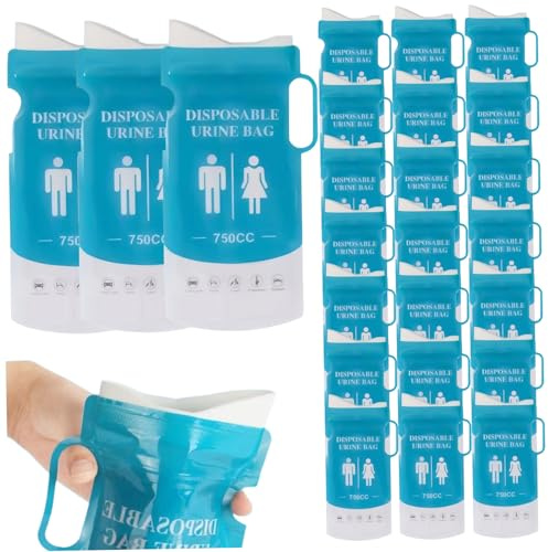 Pesoncarl 24PCS Disposable Urine Bags 750ml Emergency Portable Urinal for Men Women Leakproof Pee Bags for Road Trips Camping Hiking Traffic Jams Patient Kids Camping & Hiking