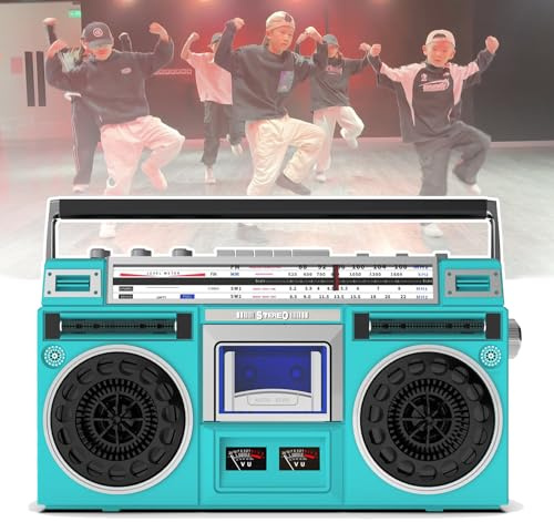 Bärbar boombox med AM/FM-radio, retro CD-spelare, SD/USB-ingång, kassettinspelare – perfekt för familjesammankomster och resor