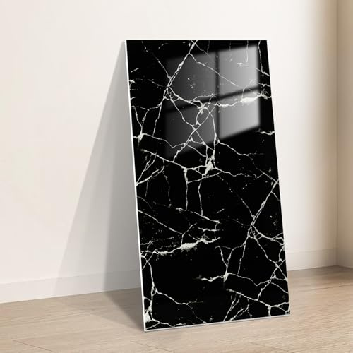 Takezuaa 40 Stück Klebefliesen Küche Marmor 60x30cm, Küchen Fliesenaufkleber Schwarz, Wandpaneele Selbstklebend für Küchenrückwand Bad Wohnzimmer Wandfliesen