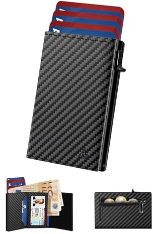 dwnkove Kartenetui Herren, Slim Wallet mit Münzfach & RFID Schutz & ID-Fenster, Pop-Up Smart Wallets for Men, Leder Portmonee Geldbeutel kartenetui für Karten, Kreditkartenetui Herren Fahrrad (BMR-01