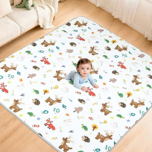 eSynic Baby Spielmatte Krabbeldecke 150 x 180 cm faltbare Kindermatte Krabbelmatte tragbar Waschbar für 6–12 Monate Krabbeln und Spielen Resei Zuhause für Spielbogen