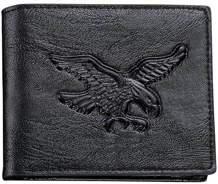 Generic Personlig Retro Eagle-mönster plånbok för män Vikbar plånbok med kort- och kontantfack Perfekt för män, pappor och män (svart)