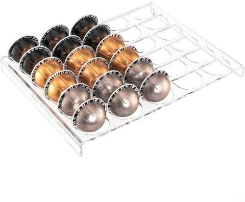 Vassoio per capsule per 30 capsule di caffè, in acrilico trasparente, adatto per cassetti standard, conservazione organizzata, si adatta perfettamente a qualsiasi cucina o ambiente (1 pezzo)