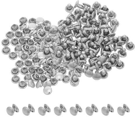 Alipis Remaches Metálicos Redondos de Cobre 5x5 Mm 100 Piezas Doble Tapa Plateados para Manualidades Cuero, Costura, Reparación Bolsos y Accesorios Cierre a Presión