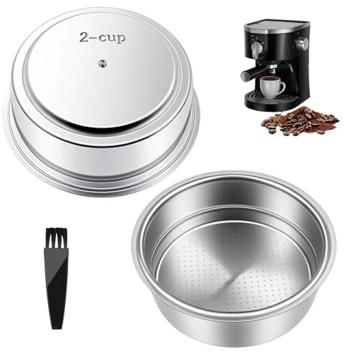 51mm Filtro De Café Espresso Acero Inoxidable 304, Doble Capa 2 Tazas, Canasta De Filtro Presurizado Reutilizable Con Cepillo, Compatible Con Cafeteras Cecotec Ufesa Breville