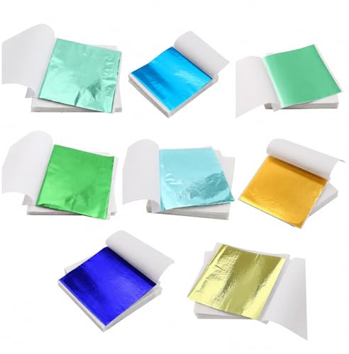 WakiHong 400 Hojas Pan de Oro Imitación 8 * 8.5 cm Hojas Papel Dorado Imitación Oro Multicolor Imitación Lámina de Oro,para Dorado,Pintura, Arte de Uñas,Decoración de Muebles y Bricolaje