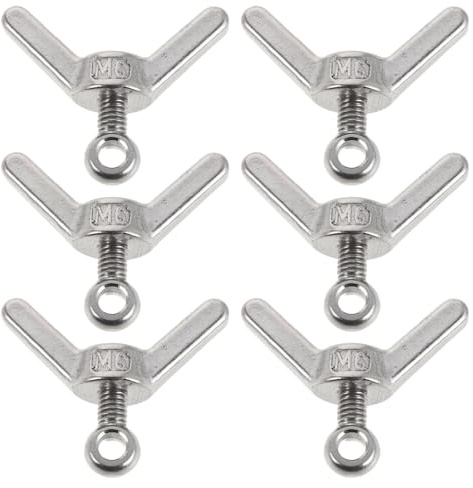 IWOWHERO 6 Pezzi Set Bulloni a Farfalla in Acciaio Inossidabile 304 Dadi ad Alette e Viti a Mano per Mobili e Macchinari, Struttura Articolata e Smontaggio Rapido
