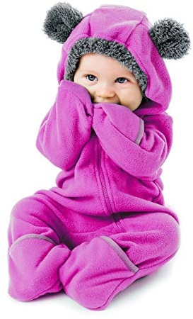 Funzies Veste légère en Laine Polaire - vêtement d'extérieur Pyjama pour bébé Ours Violet 6-12 Mois