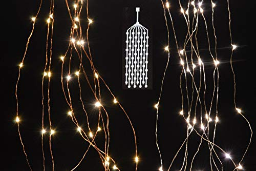 Vani LED Drahtbüschel Stränge Micro Lichterbündel Lichterkette Drahtbeleuchtung Drahtlichterkette warmweiß mit Netzteil (100 LED silberdraht)