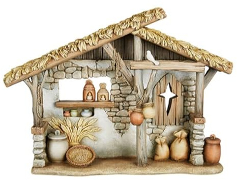 Christian Brands Bethlehem Nights Nativity Scene, Vinyl Resin, 31.5 x 22 cm, Stable