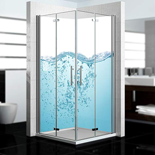 dedeco Eck-Duschrückwand wasserfest mit Ozean V7 Motiv - 2 x 90x200 cm, als Badrückwand zum Fliesenersatz, als Dekorwand, Wandverkleidung und Duschplatte aus hochwertigem Aluminium - Made in Germany