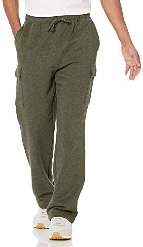 Amazon Essentials Men's Cargo Fleece Open Hem Sweatpant, Olive Heather, M