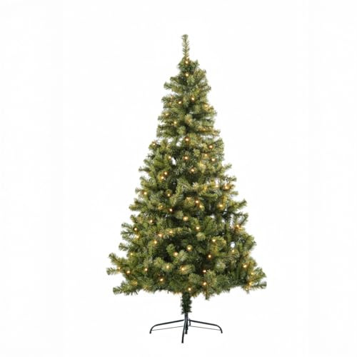 6ft/1.8m Pre-Lit Artificial Christmas Tree Alaskan Pine Green 550 Tips - 160 Warm White LEDs Metal Stand Xmas Home Decorations