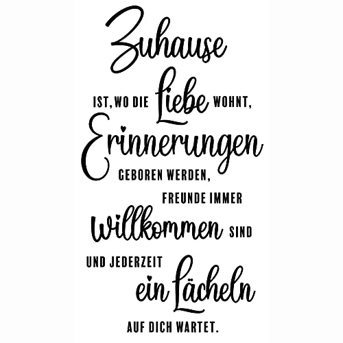 Wandtattoo Sprüche und Zitate Wanddeko Wandsticker Aufkleber selbstklebend für Wohnzimmer Büro Schlafzimmer Esszimmer Flur YX024 (Schwarz, Zuhause)