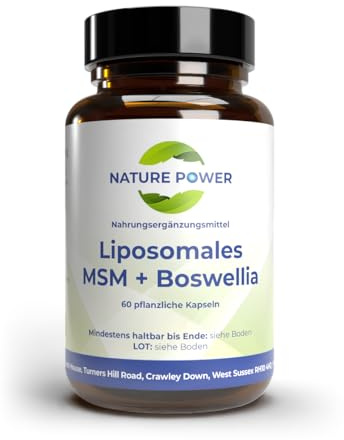 Liposomales MSM + Boswellia | 60 pflanzliche Kapseln | Maximale Bioverfügbarkeit | Lange Haltbarkeit | gentechnikfrei und vegan | von Nature Power
