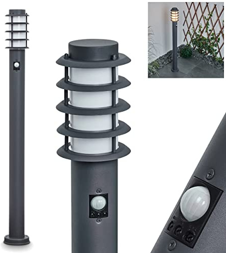 HOFSTEIN Wegeleuchte Tunes, Außenwegeleuchte mit Bewegungsmelder aus Metall/Kunststoff in Anthrazit/Weiß, moderne Außenleuchte für Garten, Außenbereich, Hof, Terrasse, Höhe 110 cm, E27, IP44