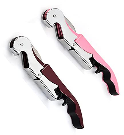 ZHSH 68g 3 in 1 cavatappi da barista in acciaio inossidabile per impieghi gravosi, apribottiglie per vino a doppia cerniera aggiornato con apri birra (B-2pezzi)