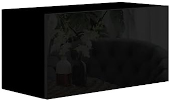 BROMARKT Premium Klapp-Hängeschrank 70x35x32 cm - Hängeschrank für Wohnzimmer, Schlafzimmer - Wandschrank Hängend - Platzsparende Hängeschränke - Hochglanz - Schwarz