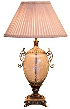 Bedside Table Lamp Classical Table Lamp Large Crystal Glass Table Lamp, Crystal Glass Column Beige Lampshade, Height 73cm Table Lamp good