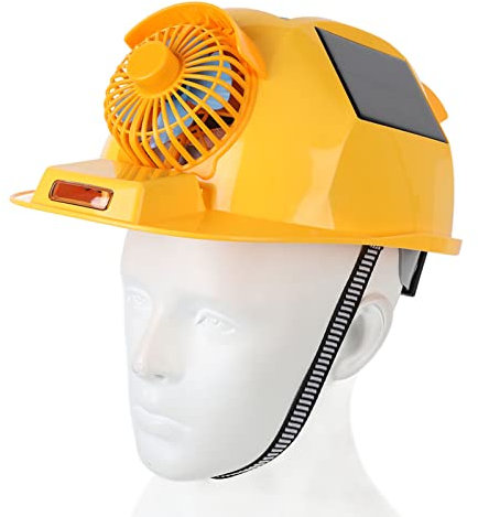 Casco con Ventilador Solar y Luz, Casco de Seguridad Transpirable y Ventilado Casco de Construcción Ajustable para Hombre para Construcción y Mejora del Hogar, Faro Impermeable
