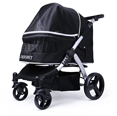 Hundewagen Katzenwagen mit Aufbewahrungskorb，4 Rädern, Faltbarer Hundebuggy,hundewagen für kleine hunde，katzen wagen，hundebuggy kleine hunde，kinderwagen für hunde，hundebuggy bis 15 kg klappbar