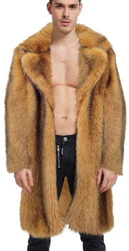 Duohropke Kunstpelzmantel Herren Lang Winter Warm Pelzmantel Mode Weich Kunstfelljacke Kunstpelz Jacke Lange Ärmel Winterjacke Übergrößen Wind Coat Faux Fur Parka Mäntel Cardigan Coat