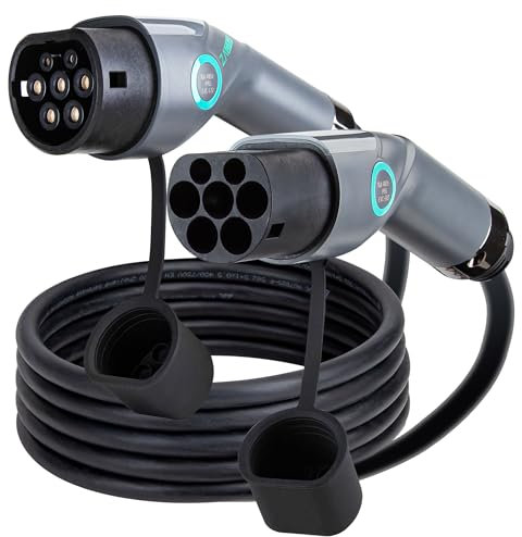 ZACAR Typ 2 Ladekabel, Mode 32A / 22 kW / 3 Phasen / 5 Meter, Typ 2 auf Typ 2 EV Ladekabel für Elektroauto mit Tragetasche
