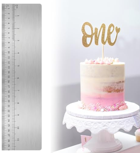 Raspador de Glaseado, Rascador de Metal de Pasteles, Rascador de Tartas de 12 Pulgadas, Espátula para Crema de Mantequilla, Cake Scraper Icing Raspador con Escalas para Mousse Cream Sugarcraft