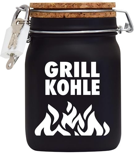 Spardose Grill Kohle Design1 Geld Geschenk Idee Schwarz L