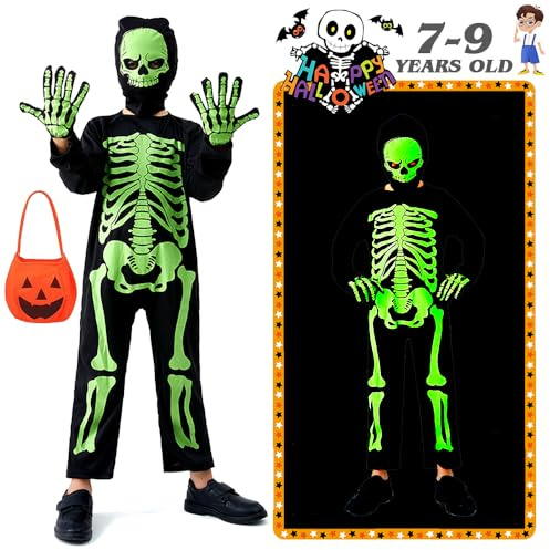 Déguisement MEISHANG de la Faucheuse pour Enfants, Costume d'Halloween de la Faucheuse, avec Cape d'Halloween, Faux-Faucille, Masque de Visage de Squelette, Gants, pour la Décoration de la Fête