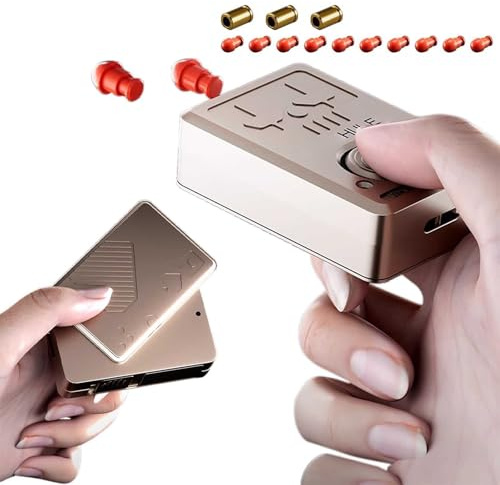 HNSYPX Legierung Material Anti Stress Spielzeug EDC Push-Poker,Kreativ Soft Bullet Guns Toy+10 Soft Bullet 2 Aufeinanderfolgende AbwüRfe Reichweite 8-10m,Antistress Spielzeug Mini Tragbar