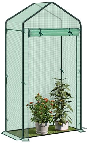 WOLTU Peak Roof Greenhouse, greenhouse for tomatoes/flowers/vegetables/fruits, suitable for gardens/balconies/terraces, Winterizing Tent for Plants, 100x50x190cm, Green