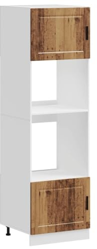vidaXL Herdumbauschränke 2 STK. Porto Altholz-Optik Holzwerkstoff, Backofenschrank, Herdschrank, Ofenschrank, Küchenofenschrank, Küchenherdschrank