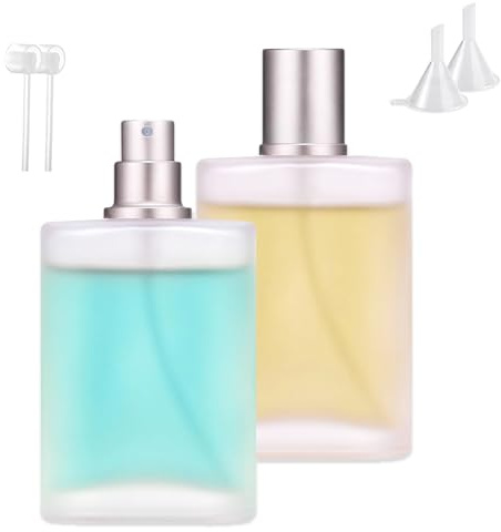 OUTALIZ Flacons de parfum vides, 50 ml nébuliseur de parfum portable, vaporisateur vide, 2 pièces, vaporisateur de voyage, atomiseur avec entonnoirs, presseur