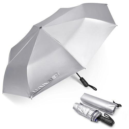 G4Free 46 Inch UPF 50+ UV Protection Folding Umbrella Double Canopy Auto Open Travel Sun Blocking Compact Umbrella
