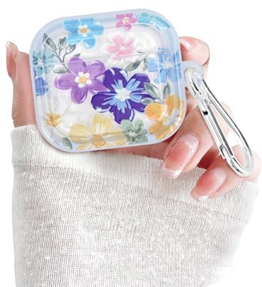Newseego Custodia Trasparente Compatibile con AirPods di 3 Generazione, Simpatico Motivo Floreale Colorato con Portachiavi per Ragazze e Donne Custodia Protettiva Antiurto per AirPods 3a Gen