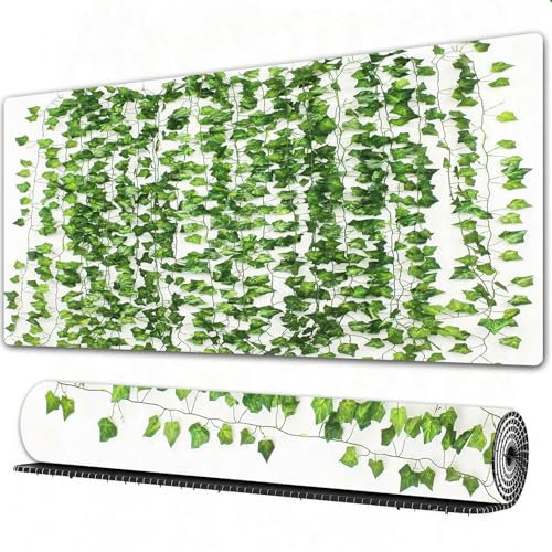 FEHWI Gaming Mouse Pad Extra Large Keyboard Mouse Mat Desk Pad Soft Smooth Surface and Anti-Slip Rubber,Artificial Ivy Garland Fake Plants Green for Wedding Party Garden Outdoor Greenery W,16x35.5 in