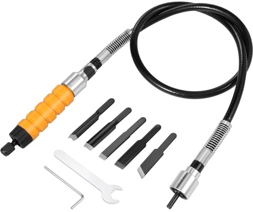 Cincel de tallado eléctrico, cincel eléctrico de madera eficiente, tallado de madera eléctrico portátil con hoja de tallado, llave, eje flexible para carpintería, artesanía de madera