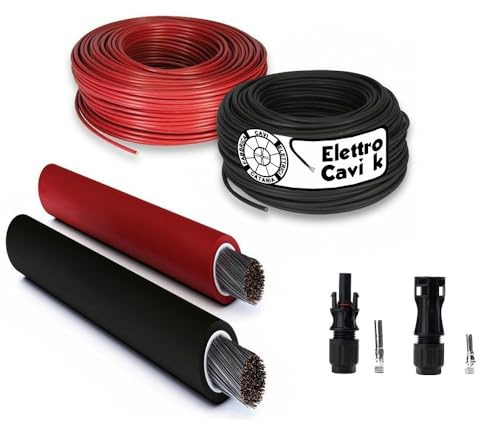ELETTROCAVI K - CAVO ELETTRICO H1Z2Z2-K 1x10 mm² ROSSO PER PANNELLI SOLARI IMPIANTI FOTOVOLTAICI 1-1,5 kV PROFESSIONALE MADE IN ITALY 10 METRI