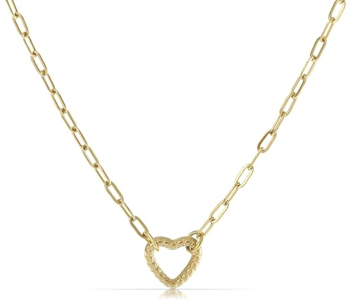 Made by Nami Herzkette Gold Halskette Damen Gold mit Herz Anhänger aus Chirurgischem Edelstahl 40 + 5 cm Geschenke für Frauen Hypoallergen & Wasserfest