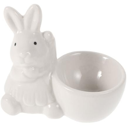 UKCOCO Coquetier en Céramique Lapin Blanc Style Européen, Compact