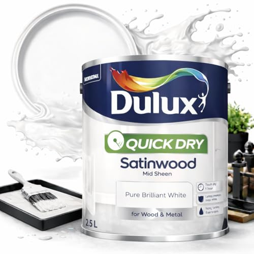 White Satin Wood 2.5L – Quick Dry Interior Wood & Metal Paint – Brilliant White Satin Finish – Durable Mid Sheen for Doors, Skirting Boards, Trim & Furniture
