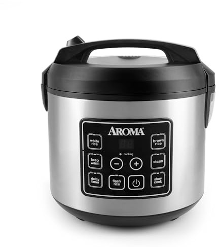 AROMA Olla Arrocera digital para 20 tazas (hervida) / 10 tazas (sin hervir), multicocina, olla de cocción lenta, vaporera, flash de arroz, mantenimiento caliente, tecnología de lógica de sensor