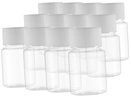 minkissy Flacons en Plastique Transparent 30 Ml Lot de 12 Bouchons pour Bouteilles Vides Destinées Stockage de Pilules et Remède