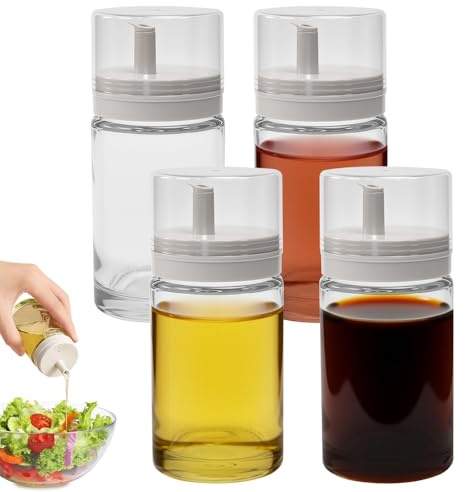 Byfoyif 4PCS Botellas Dispensadoras de Aceite, Aceitera Antigoteo de 100ml, Botella Aceite Rellenable de Cristal, Botella Dispensadora de Aceite de Oliva y Vinagre Para Cocina,Barbacoa y Picnic