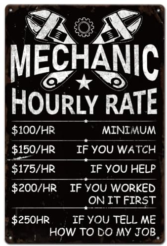 Mechanic Shop Hourly Rate Man Cavern Metal Grottskylt Plåtskyltar för toalett Club S