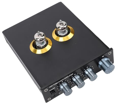 Plyisty Audiophiler Röhrenverstärker-Vorverstärker, HiFi-Vakuum-Röhrenvorverstärker mit JAN5654 6J1 6J4 Röhren für Heim-Stereo-Soundsystem, Breite Klangbühne, Aluminiumlegierung (EU-Stecker)